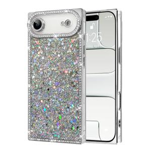 PERRKLD Luxury Glitter for iPhone Air Rectangle Bling Case, Silver