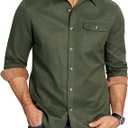 COOFANDY Men's Flannel Long Sleeve Button Down Casual Plaid Shirt With Pocket, XXL