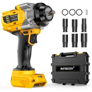 Impact Wrench Compatible with DeWalt 20V Battery: 1/2 Inch Hog Ring Impact Driver High Torque - 1360N.m/1000Ft-lbs Cordless Impact Gun - Brushless Motor with 6 Sockets & Carry Case
