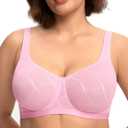 HSIA Minimizer Bras for Women Full Coverage Underwire Plus Size Unlined Mesh Jacquard Bra with Wide Straps Soft Pink 40DDD
