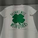St Patricks Day Shirt Women Drinks Well with Others Graphic Shamrock Shirts Irish Day T-Shirt Casual Short Sleeve Tee Tops, S, White