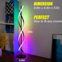 BESKETIE RGB Spiral Floor Lamp, Unique LED Corner Standing Lamps with Remote Control, Dimmable Color Changing Mood Lighting for Living Room, Bedroom, Gaming Room - Black