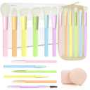 Makeup Brushes, 18Pcs Makeup Brush Set with 2 Sponges & Travel Bag, Colorful Make up Brushes for Foundation Powder Blush Blending Eyeshadow, Soft Synthetic Fiber, Rubber Handle, Face & Eye Brush Kit (Multi-Colored)