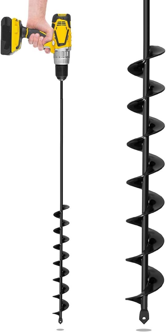 2x32 Auger Drill Bit for Planting, Heavy-Duty Planting Auger for Bulbs, Post Hole Digger for 3/8Hex Drive Drill