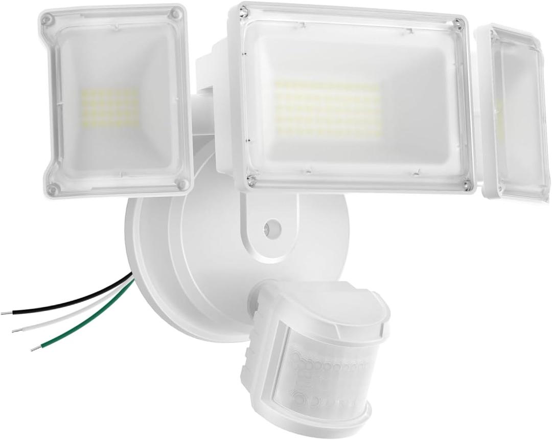 Olafus 75W Motion Sensor Outdoor Lights, 7000lm Motion Flood Light Dusk to Dawn, IP65 Waterproof LED Security Floodlights, 6500K Motion Detector Lights for Outside, White