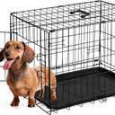 Sweetcrispy 30 Inch Single Door Dog Crate, Metal Pet Kennel with Secure Lock, Foldable Design, Removable Tray for Easy Cleaning, Portable Puppy Cage for Small Dogs, Ideal for Training & Travel