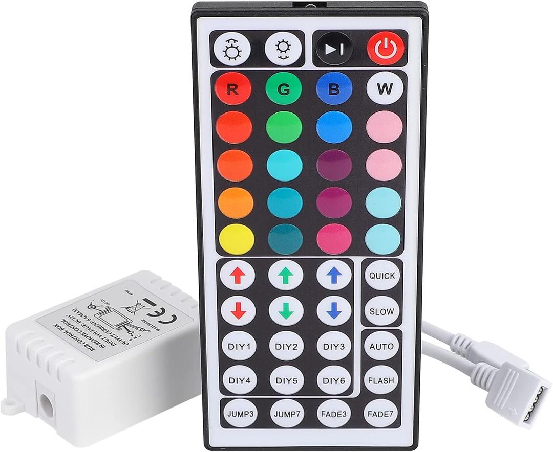 SUPERNIGHT RGB LED Light Strip Remote Controller, Dimmer for RGB LED Strip Lights, 44 Key Wireless IR Remote Controller for SMD 5050 3528 Rope Lights