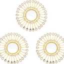 Gold Mirrors - Sunburst Valentine Wall Art, Decorative Round Mirrors for Valentine Bedroom, Living Room, Bathroom, Kitchen, Entryway, Hallway - Set of 3