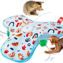 Potaroma Hide and Seek Interactive Cat Toys, Moving Concealed Wand Feather, Automatic Chargeable Indoor Kitten Exercise Kicker, Mouse Squeaky, Floral Cover