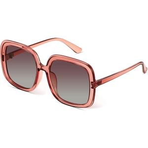 miyya Oversized Polarized Sunglasses Women, Trendy Retro Sun Glasses for Women 2025, Oversized Shades (Rose Pink/Gradient Pink)