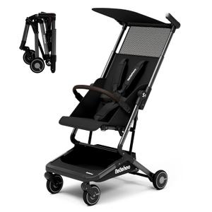 Lightweight Travel Baby Stroller, Foldable Portable Airplane Compact Umbrella Strollers for Toddler 1-3 Years (Partial Canopy,Black)