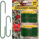 150 Pack Ornament Hooks for Christmas  Essential Christmas Ornament Hangers  Perfect Xmas Ornament Hangers for Tree Decoration (Green)