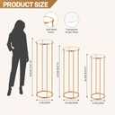3PCS Round Cylinder Pedestal Stands Set, Gold Metal Display Columns with Removable Acrylic Tops, Sturdy Iron Nesting Risers for Wedding Party Dessert Table, Floral Vases and Event Decor (23.6", 31.5", 39.3" Heights)