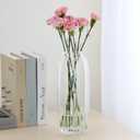 Large Clear Glass Vase for Flowers Bud Tall Glass Vases,H-12.6" Simple Striped Design for Home Floor Decor, Farmhouse Decor, Centerpiece Coffee Table Decorations