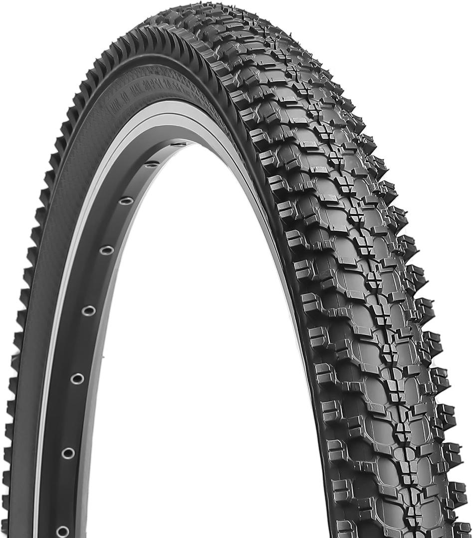 Hycline Bike Tire,20/24/26/27.5 Inch Folding Replacement Tire for MTB Mountain Bicycle-Black/Skinwall