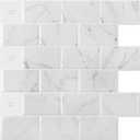 Art3d 10-Sheet Peel and Stick Subway Backsplash, 12 in. x 12in. White Marble Design