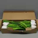 WeTop 30pcs Real Touch Tulips PU Artificial Flowers, Fake Tulips Flowers for Arrangement Wedding Party Easter Spring Home Dining Room Office Decoration. (White)