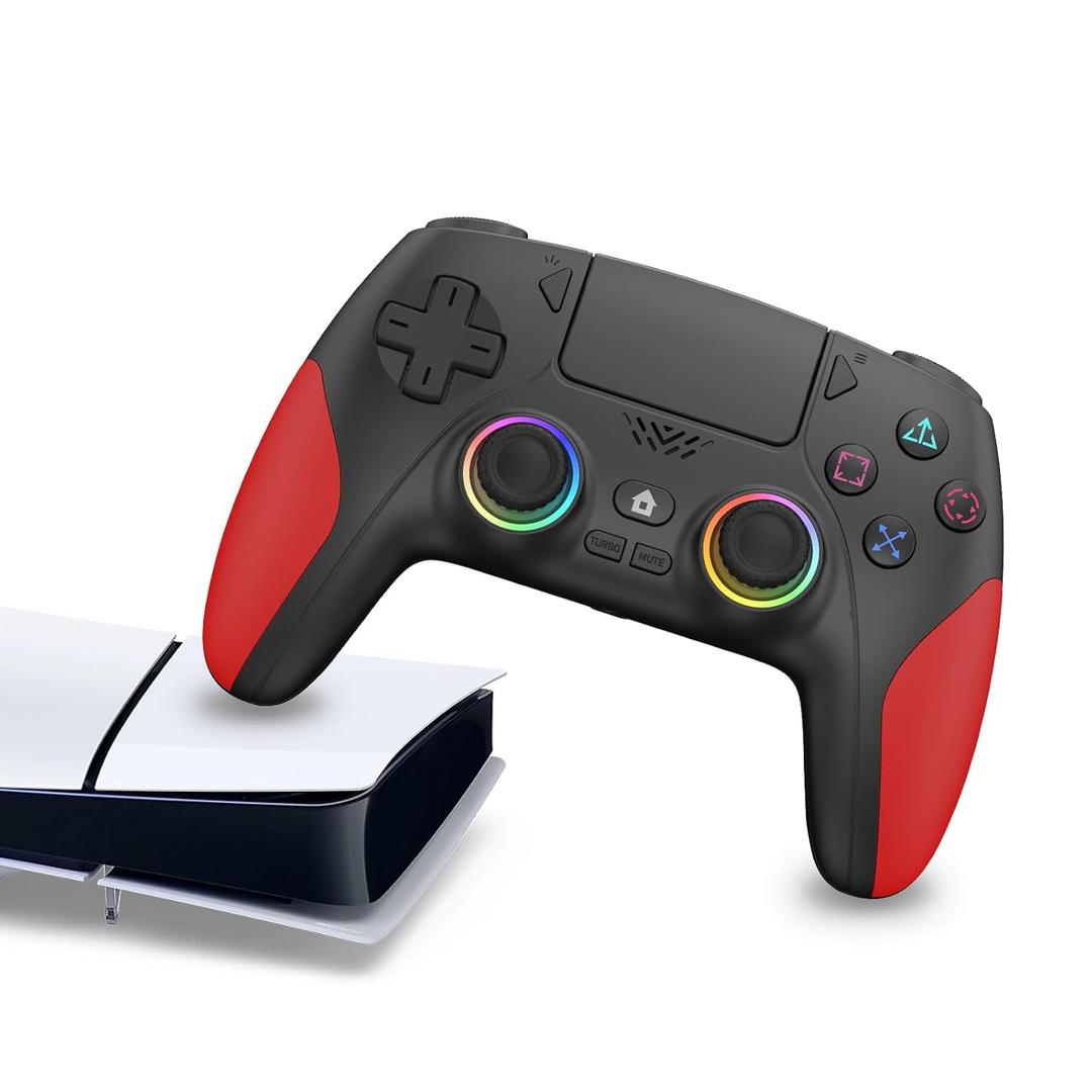 Kamylorus Wireless Controller for PS-5/PC, Gaming Controller for PC with Hall Effect, Programmable/Remap/Turbo, 3.5Mm Audio Jack, Dual Vibration, 6-Axis Motion Control Gamepad with Speaker (Black)