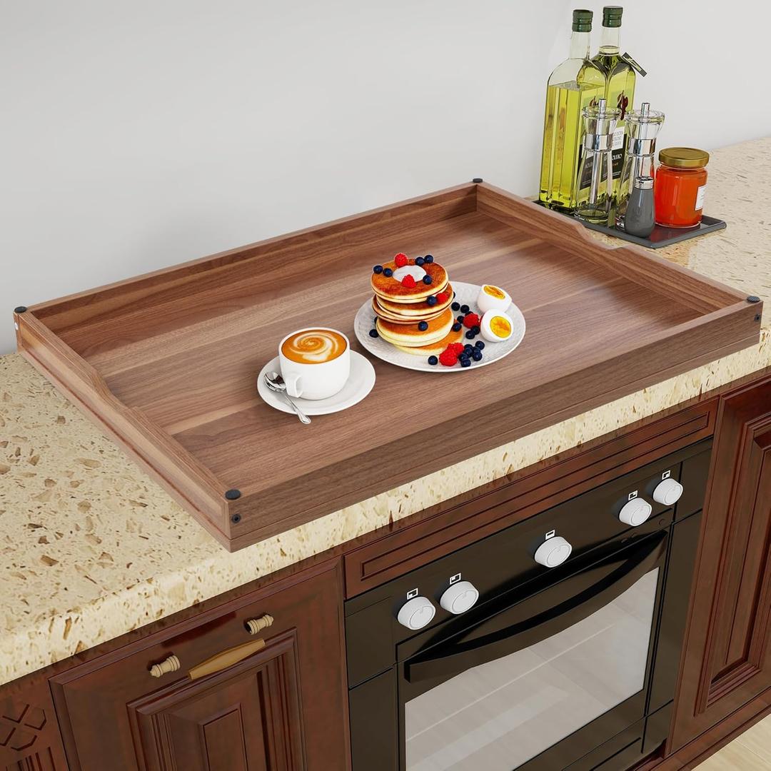 Wolki Noodle Board Stove Covers - 30"L x 22"W x 2.5"Th Heavy-Duty Gas & Electric Stove Top Cover with Built-in Handles for RV and Wooden Serving Tray