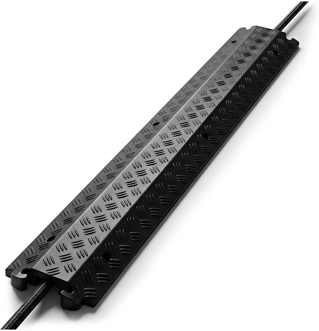 Pyle Durable Cable Protection Ramp Cover - Supports 11000lbs Single Channel Heavy Duty Hose and Cord Track Floor Protection, 39.4 x 5.11 x 0.78 Cable Concealer for Indoor Outdoor Use
