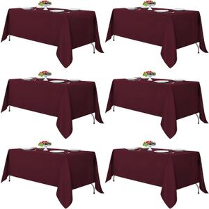 Fitable Burgundy Rectangle Tablecloths for 6 Foot Tables, 6 Pack - 70 x 108 Inches - Stain Resistant and Washable Table Clothes, Polyester Fabric Table Covers for Wedding, Party, Banquet, Buffect