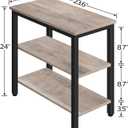 HOOBRO End Table, Simple Rustic Side Table with 3-Tier Storage Shelf, Narrow Nightstand for Small Spaces, Easy Assembly, for Living Room, Bedroom, Metal, Industrial Design, Greige and Black BG14BZ01, 23.6"d X 11.8"w X 24"h