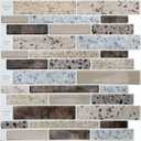 Art3d Peel and Stick Backsplash Tiles for Kitchen, 10-Sheet Stick on Wall Tiles for Kitchen Bathroom Laundry Room Back Splashes, 12 x 12 Inch, Brown Stone Design