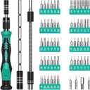 ORIA Small Screwdriver Set, 61 in 1 with 57 Bits Precision Screwdriver Set, Mini Repair Tool Kit with Extension Rod for Smartphone, Game Console, Tablet, PC, Green