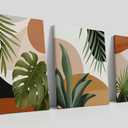 LiTiu Abstract Boho Tropical Monstera Palm Leaves Mid Century Modern Framed Wall Art Canvas Prints Decor,11x 14Set of 3,Minimalist Geometric Boho Decorations For Home Girls Bedroom Bathroom Office