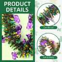 Mardi Gras Decorations 50 Feet Gold Green Purple Garland Mardi Gras Christmas Tree Tinsel Metallic Twisted Hanging Garland for Mardi Gras Oktoberfest Birthday Party Decoration