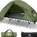Night Cat Camping Cot Tent - Waterproof 1-Person Off-Ground Combo Cot Bed for Adults Portable Easy Set-up Tent, 27.5'' Width, Green