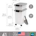IRIS USA 30 lbs & 11 lbs Combo Airtight Dog Food Storage Container, Stackable Treat Box, 2-Cup Scoop, Wheels, Keep Fresh, Easy Mobility, Silver, 3-Piece Set - 30 lbs + 11 lbs