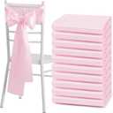 10 Pcs Pink Satin Chair Sashes Bows Universal Chair Cover for Wedding Reception Events Banquets Party, Hotel Event Decorations, 6 x 108 inch (6"x108"-10 Pack)