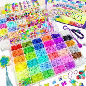 Leamood 8600+ Rubber Bands Bracelet Making Kit, 48 Colors Loom Bands Bracelet Kit with 600+ Alpha & Pony Beads, 2 Looms and 3 Hooks, Bracelet Making Band Refills Looms Set for Girls