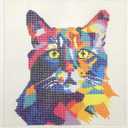 Howie's Needle Point Kits for Adults Beginners, Furbish Cat Needlepoint Pillow Front Kit with Stamped Pattern on Canvas, Yarn, 2 Needles and Instruction, 16 x 16inch (Pop Art Cat)