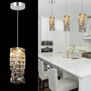 3-Pack Chrome Crystal Pendant Light for Kitchen Island Mini Led Chandeliers