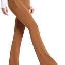 baleaf Women's Flare Leggings with Zipper Pockets Crossover High Waist Bootcut Yoga Pants Tummy Control Bell Bottom Leggings (XL)