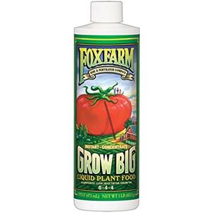 FoxFarm Grow Big Liquid Plant Food - Bloom Fertilizer for Flowers, Fruits, and Vegetables, Perfect for Indoor & Outdoor Potted Plants, NPK 6-4-4 (Pint)