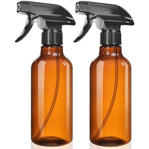 Uineko Spray Bottles 2-Pack, 10 Oz, Mist & Stream, Heavy Duty Spraying Empty Water Sprayer Bottle, BPA Free Plastic Refillable Containers for Cleaning Solutions, Plants, Hair, Essential Oils (Amber)