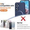 Liquid Silicone Case for Samsung Galaxy S25 with Magnetic Stand, Mil-Grade Drop Shockproof, Full Camera Protection Anti-Scratch Microfiber Lining Silicone Phone case, Dark Blue