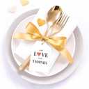 jijAcraft Love and Thanks Tags with String - 50Pcs Wedding Thank You Gift Tags with Red Heart, 3.3x2.1 Inch Paper Party Favors Tag for Bridal Shower, Baby Shower, Commemoration