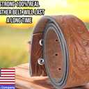 Western Belt without buckle for men  Full Grain Leather Cowboy Belts for jeans - One Piece Leather strap belt (Brown)