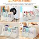 Collapsible Laundry Baskets with 3 Compartment, 150L Tear-proof Pop Up Hamper, Foldable Laundry Basket with Tote Handles, Dirty Clothes Hamper for Laundry, Bedroom, Bathroom, Dorm Beige