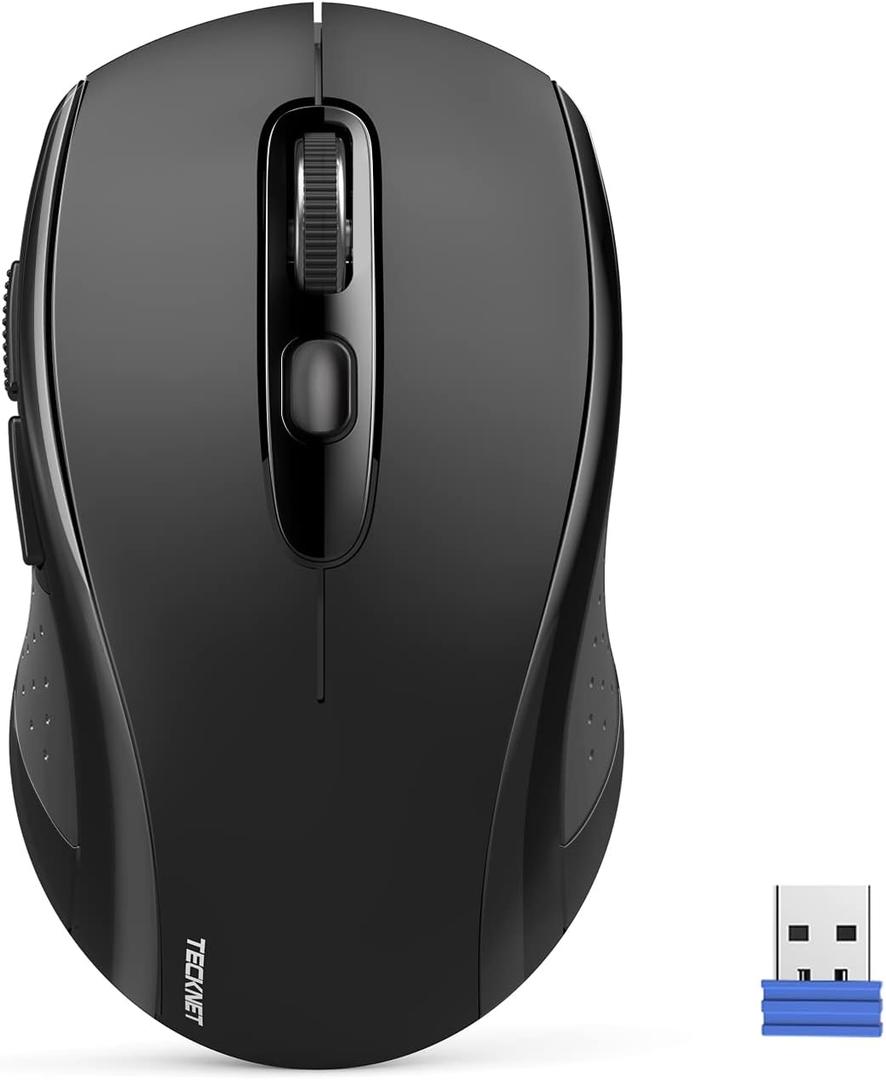 TECKNET Wireless Bluetooth Mouse for MacBook, 2-in-1 Bluetooth Mice for Laptop (BT 5.0+2.4G USB) (Black)
