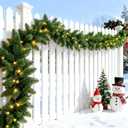 2 Pack Pre-lit Christmas Garland, 9FT Battery Operated Garland with 50 LED Lights, Christmas Lighted Garland for Stair Mantle Indoor Outdoor