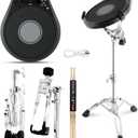 EASTROCK Electronic Practice Drum Pad With Stand, 12 Inches Portable Drum Pad,Silent Drum Electric Drum Pad With Stand,Suitable for Beginners and Professionals,Black