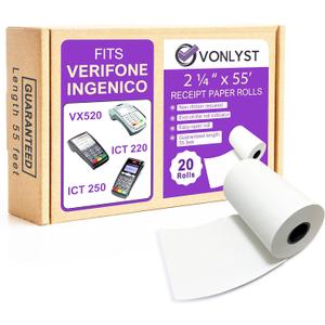 Thermal Paper Roll 2 1/4 x 55 for Verifone Vx520 Ingenico ICT220 ICT250 FD400 (20 rolls)