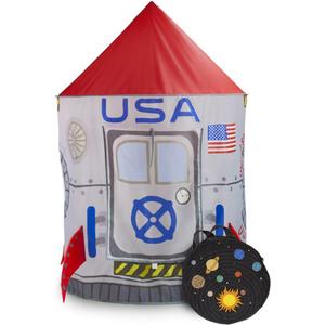 Imagination Generation Space Adventure Roarin' Rocket Play Tent with Milky Way Storage Bag - Indoor/Outdoor Children's Astronaut Spaceship Playhouse, Great for Ball Pit Balls and Pretend Play