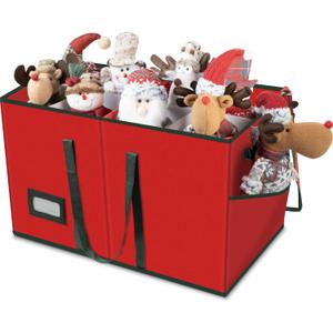 VoMii Large Christmas Figurine Storage Box & Nutcracker Storage Container Up To 8 Holiday Figurines,ornament Decor Organizer Storage Box ,15-Inch Red