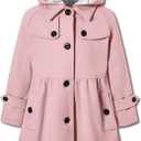 Betusline Girls' Dress Coat, Kids Hoodie Wool Blend Coats Fall Winter Outerwear Peacoat, Size 120